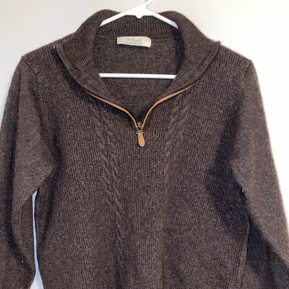 Brown Wool 90s Quarter Zip Vintage Sweater